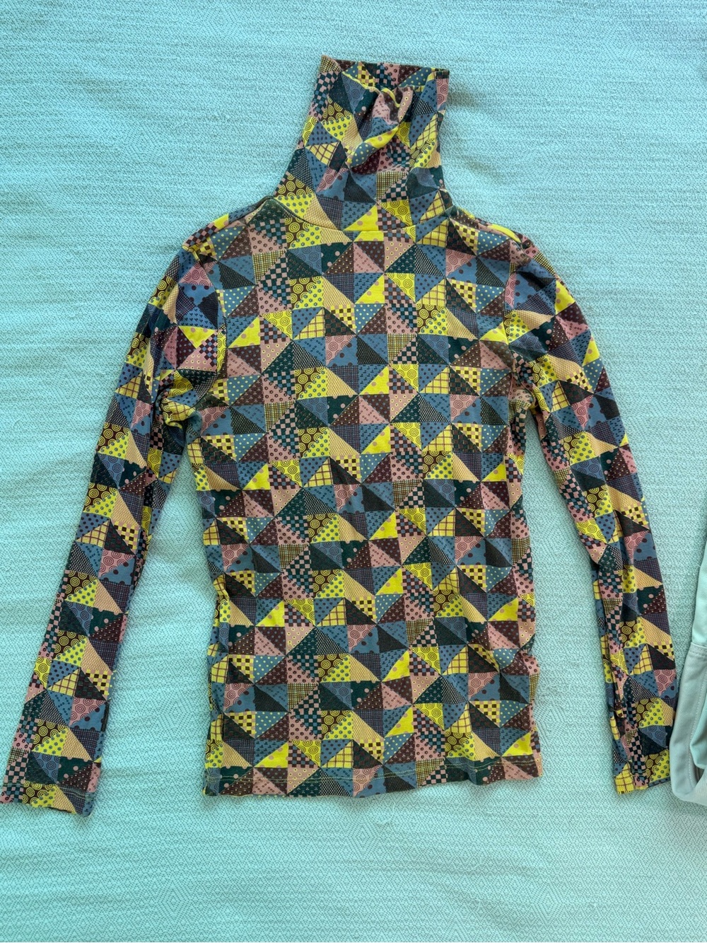 Misha And Puff Geometric Patchwork Turtleneck — Yellow, Pink, Blue, Green